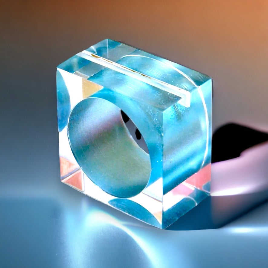 Stylish Blue Acrylic Napkin Rings Dinner Setting Lucite Napkin Buckle Party Decoration Handcrafted PMMA Square Napkin Holder